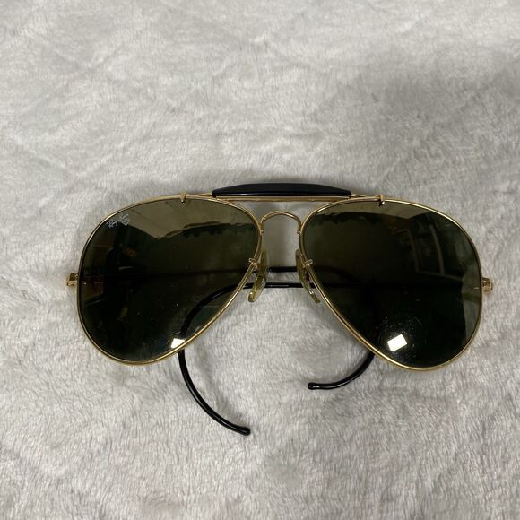 Vintage Ray Ban B&L Diamond Hard Aviator Shooter Sunglasses Gold Frames 62mm - Picture 14 of 14